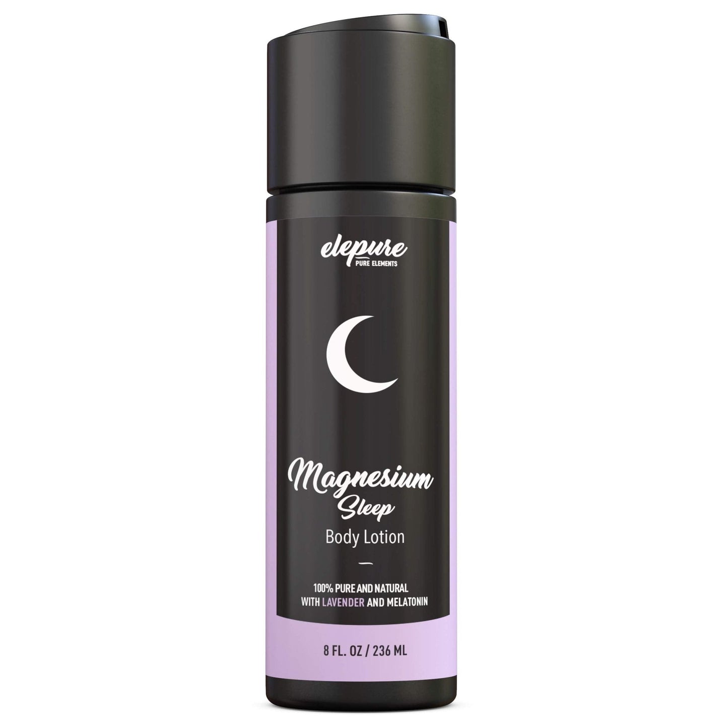 Elepure Pure Elements Magnesium Sleep Lotion with Lavender and Melatonin - Topical Application Night Cream- High Potency - Organic Materials - Large Size - Great Value - 8 fl. oz - Maple Wellness Supplements