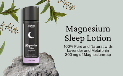 Elepure Pure Elements Magnesium Sleep Lotion with Lavender and Melatonin - Topical Application Night Cream- High Potency - Organic Materials - Large Size - Great Value - 8 fl. oz - Maple Wellness Supplements