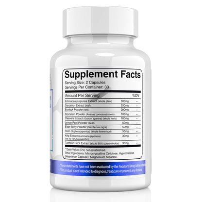 ELERULE Lymphatic Support Supplement, Lymphatic Drainage Supplements with with Dandelion, Burdock, Echinacea, Lemon & More, Lymph System Support for Men and Women – 60 Capsules - Maple Wellness Supplements