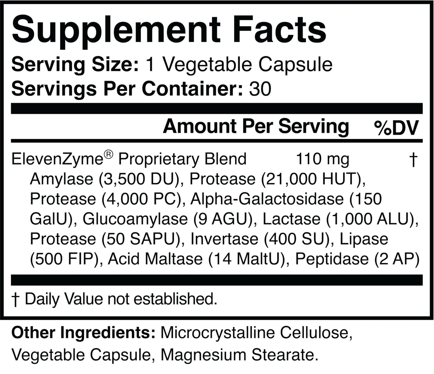 ElevenZyme - Natural Digestive Enzyme Supplement - Non-GMO, Vegan - Maple Wellness Supplements