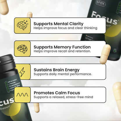 ELEVITA WELLNESS Focus Supplement (Made in Italy) | Premium Blend with L-Theanine, Lion's Mane & B Vitamins, Saffron and Vitamin D | Focus & Cognitive Support for Men & Women - Maple Wellness Supplements