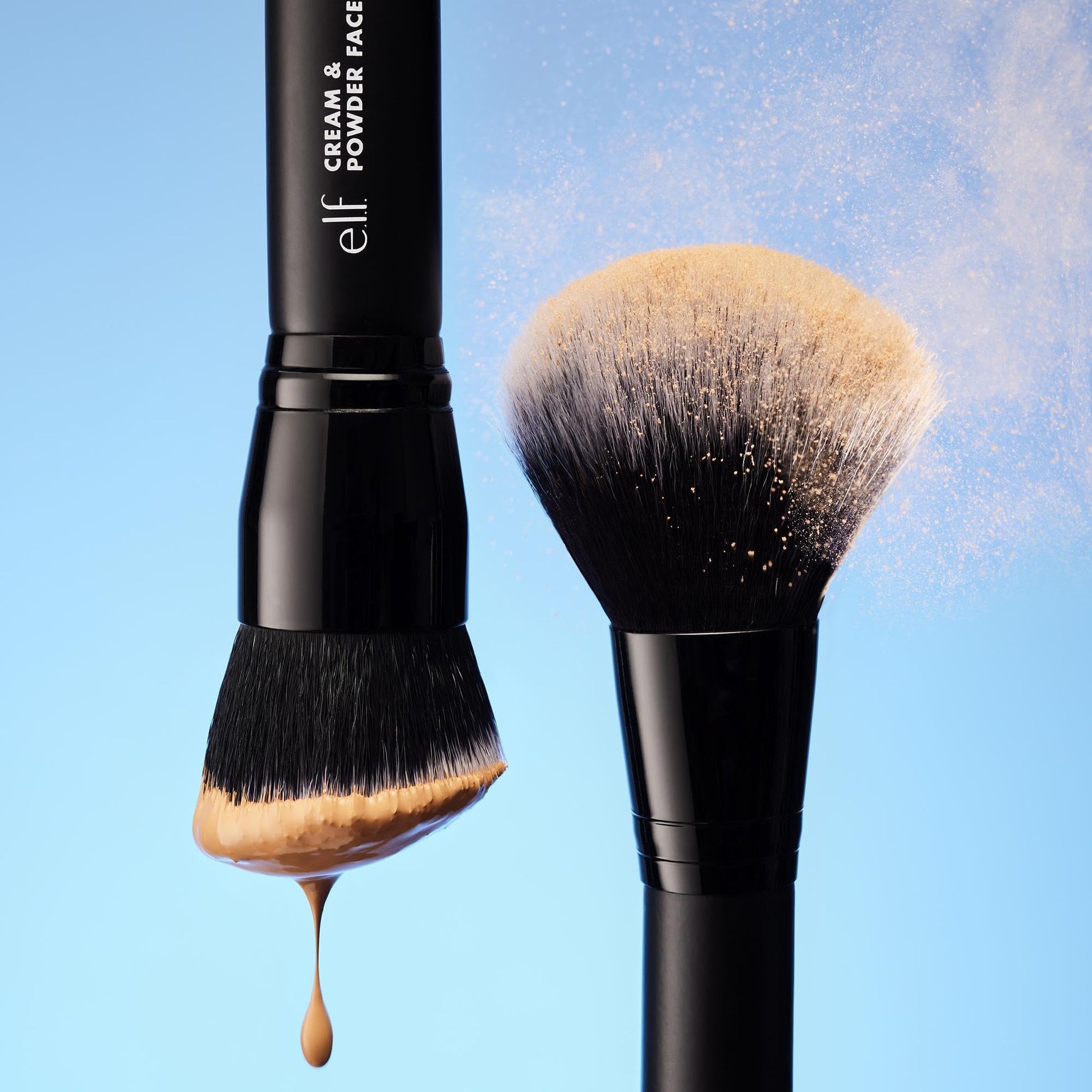 e.l.f. Dual-Ended Cream + Powder Brush, Two-in-One Makeup Brush For Creating A Gorgeous, Airbrushed-looking Complexion, Vegan & Cruelty-free - Maple Wellness Supplements