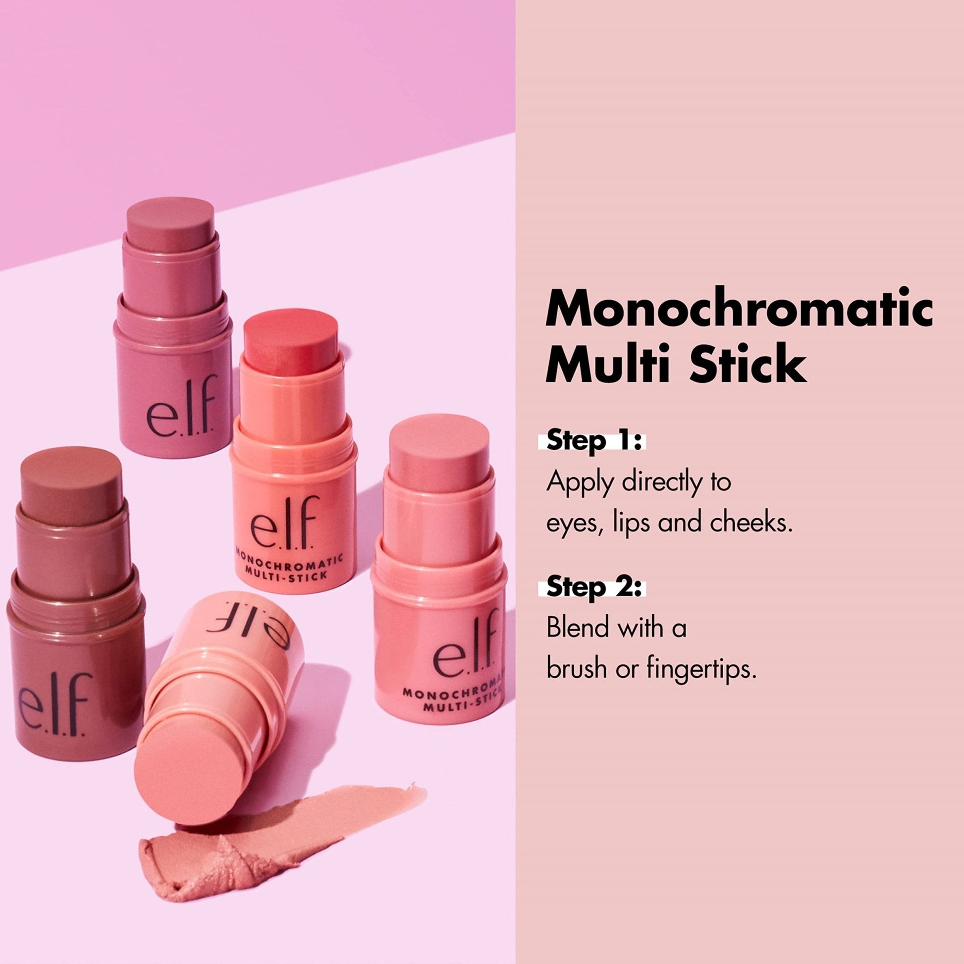 e.l.f., Monochromatic Multi Stick, Creamy, Lightweight, Versatile, Luxurious, Adds Shimmer, Easy To Use On The Go, Blends Effortlessly, Sparkling Rose, 0.17 Oz - Maple Wellness Supplements