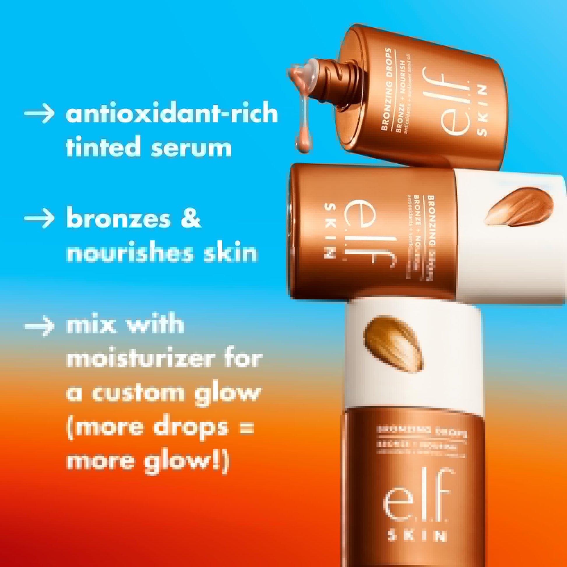 e.l.f. SKIN Bronzing Drops, Liquid Bronzer For Face & Skin, Creates A Sun-Kissed Glow, Infused With Vitamin E, Vegan & Cruelty-Free, Pure Gold - Maple Wellness Supplements