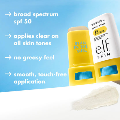 e.l.f. SKIN Suntouchable Invisi-Stick SPF 50, Clear Sunscreen For A Natural Finish, Made With Moisturizing Sunflower Seed Oil, Vegan & Cruelty-Free - Maple Wellness Supplements