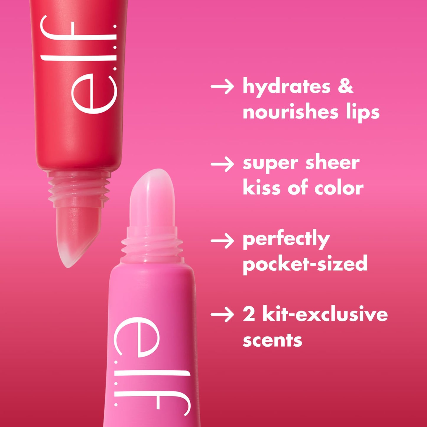e.l.f. Squeeze Me More Lip Balm Duo, Moisturizing Balm For A Sheer Tint Of Color, Made With Hyaluronic Acid, Vegan & Cruelty-Free, Cherry & Bubblegum - Maple Wellness Supplements