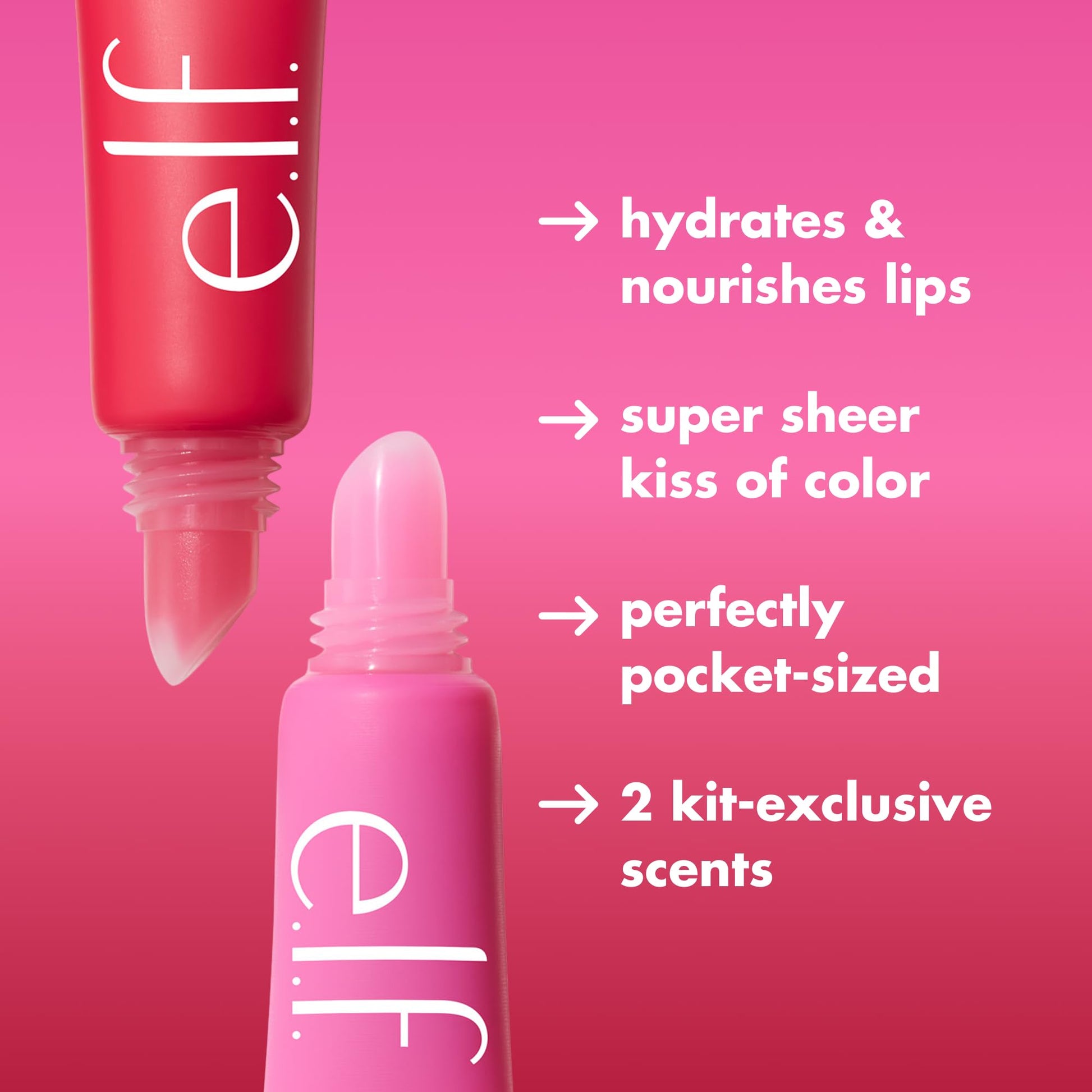e.l.f. Squeeze Me More Lip Balm Duo, Moisturizing Balm For A Sheer Tint Of Color, Made With Hyaluronic Acid, Vegan & Cruelty-Free, Cherry & Bubblegum - Maple Wellness Supplements