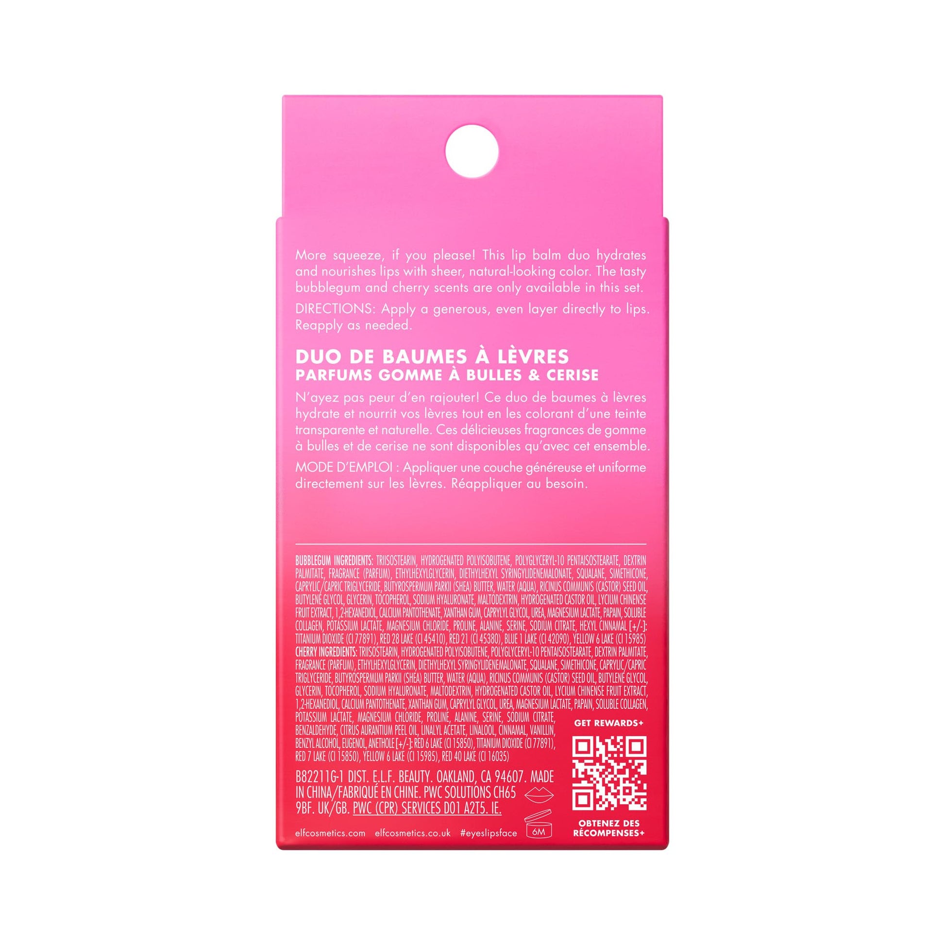 e.l.f. Squeeze Me More Lip Balm Duo, Moisturizing Balm For A Sheer Tint Of Color, Made With Hyaluronic Acid, Vegan & Cruelty-Free, Cherry & Bubblegum - Maple Wellness Supplements