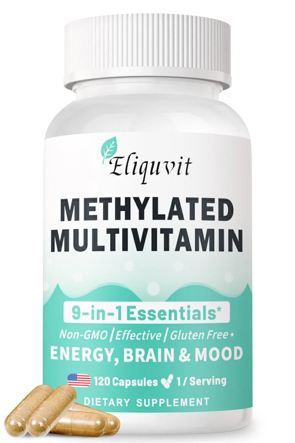 Eliquvit Methylated Multivitamin for Men & Women - Methylated B Complex with Methylfolate & B12-9-in-1 MTHFR Support + TMG - Vegan Multivitamin - Maple Wellness Supplements