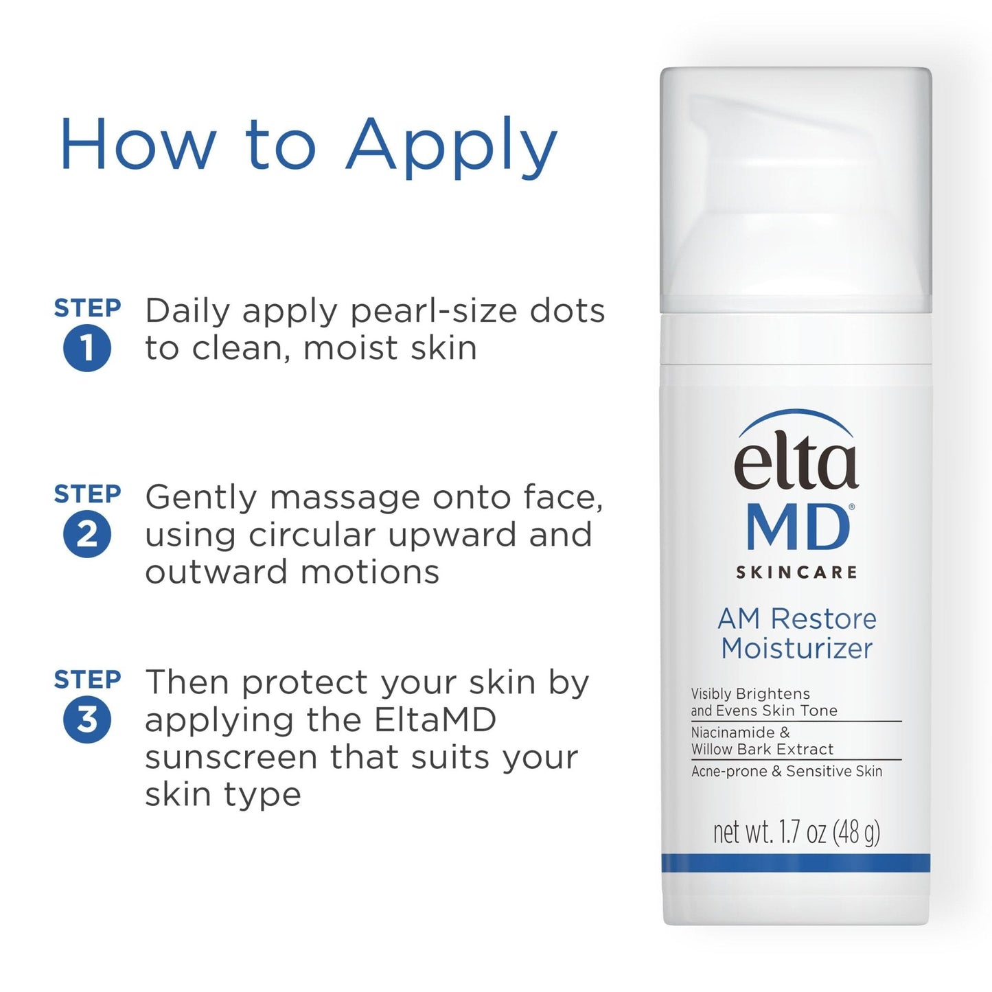 EltaMD AM Restore Face Moisturizer for Women and Men, Light Moisturizer Face Cream, Made with Niacinamide and Hyaluronic Acid, 1.7 oz Pump - Maple Wellness Supplements