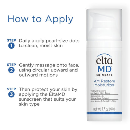EltaMD AM Restore Face Moisturizer for Women and Men, Light Moisturizer Face Cream, Made with Niacinamide and Hyaluronic Acid, 1.7 oz Pump - Maple Wellness Supplements