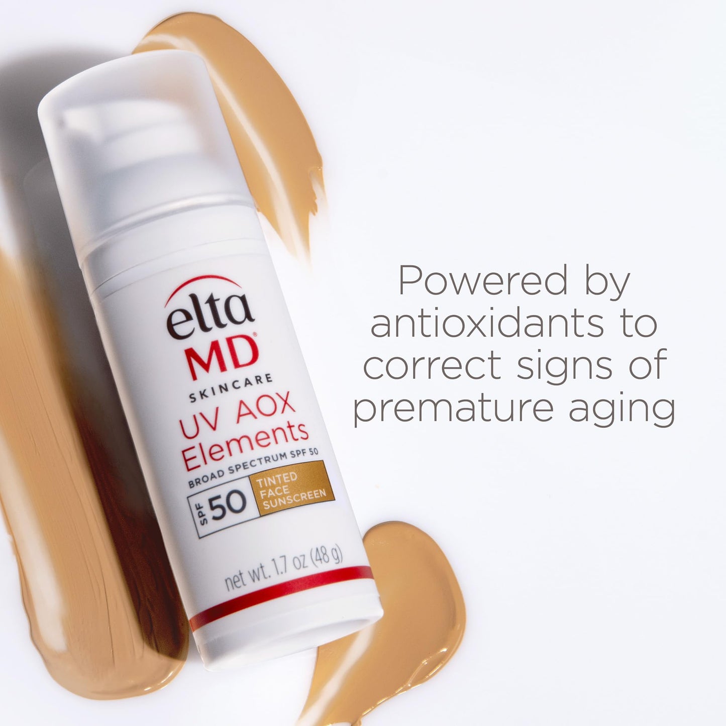 EltaMD UV AOX Elements Tinted Mineral Face Sunscreen Lotion, Tinted Moisturizer for Face SPF 50 with Antioxidants, For Dry Sensitive Skin 1.7 oz Pump - Maple Wellness Supplements