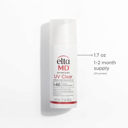 EltaMD UV Clear Face Sunscreen SPF 46, Oil Free for Face with Zinc Oxide, Dermatologist Recommended Sunscreen Lotion - Maple Wellness Supplements