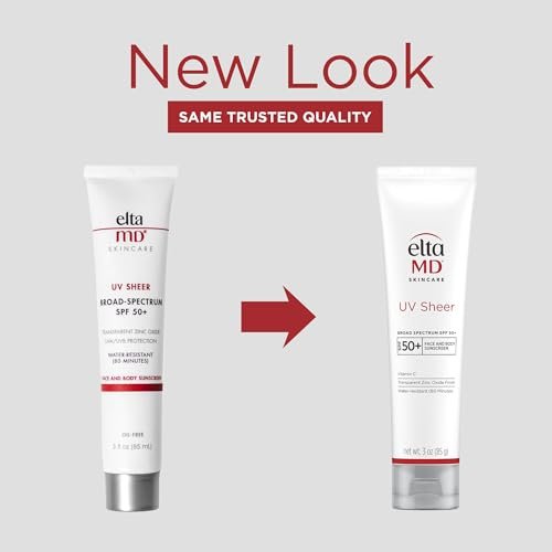 EltaMD UV Sheer Face and Body Sunscreen SPF 50+, Oil Free, No White Cast Sunscreen for Face and Body, Zinc Oxide Formula, 3.0 oz Tube - Maple Wellness Supplements