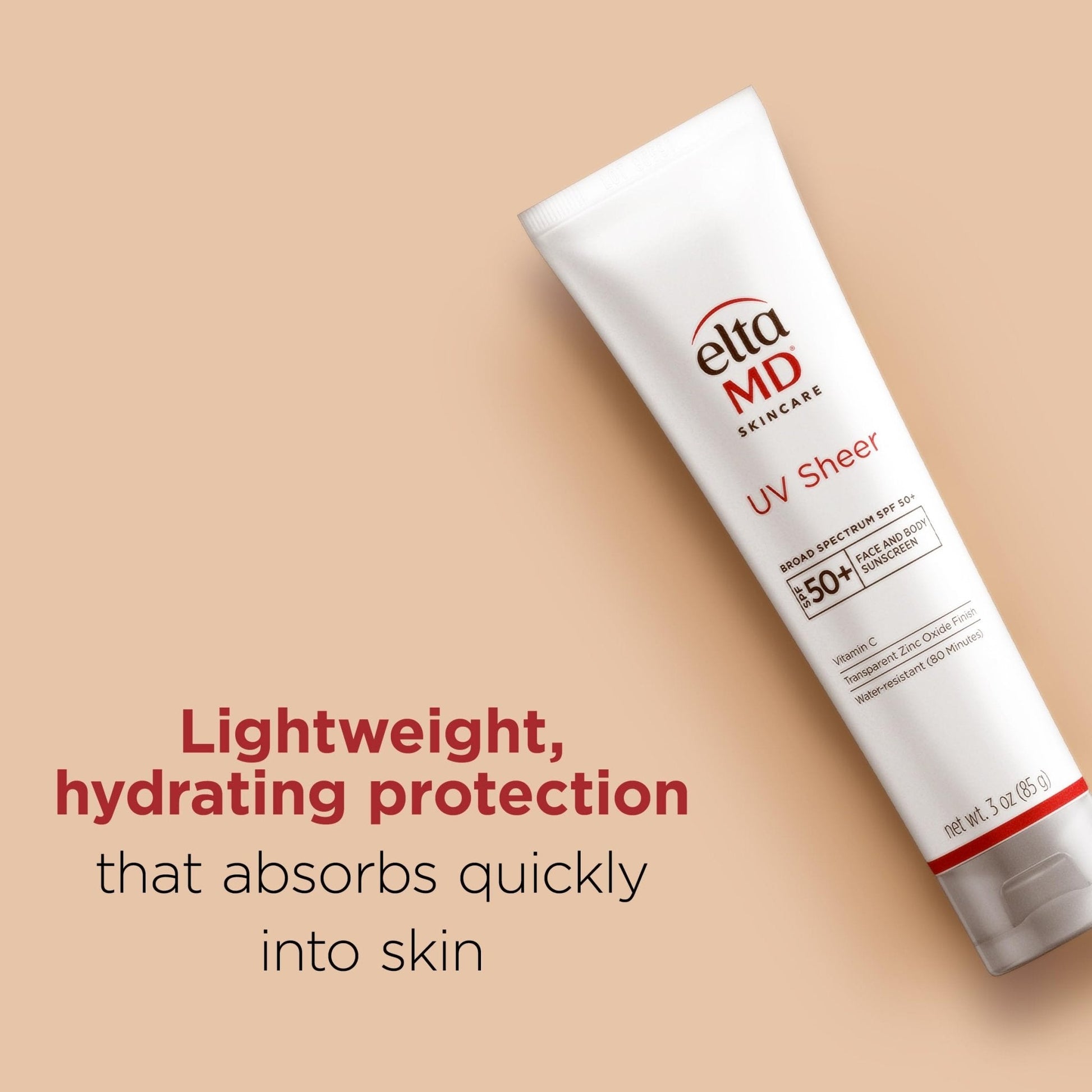 EltaMD UV Sheer Face and Body Sunscreen SPF 50+, Oil Free, No White Cast Sunscreen for Face and Body, Zinc Oxide Formula, 3.0 oz Tube - Maple Wellness Supplements