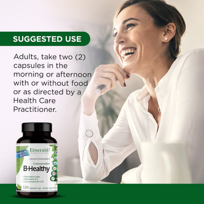 EMERALD LABS B-Healthy - Vegan Vitamin B Complex - Includes Methylated Folic Acid & Full Spectrum B Vitamins - Supports Immune, Brain & Heart Health - Maple Wellness Supplements