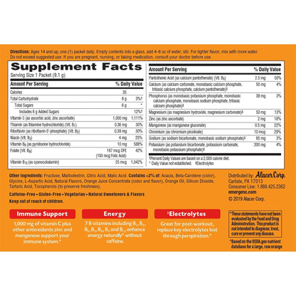 Emergen-C 1000mg Vitamin C Powder for Daily Immune Support Caffeine Free Vitamin C Supplements with Zinc and Manganese - Maple Wellness Supplements