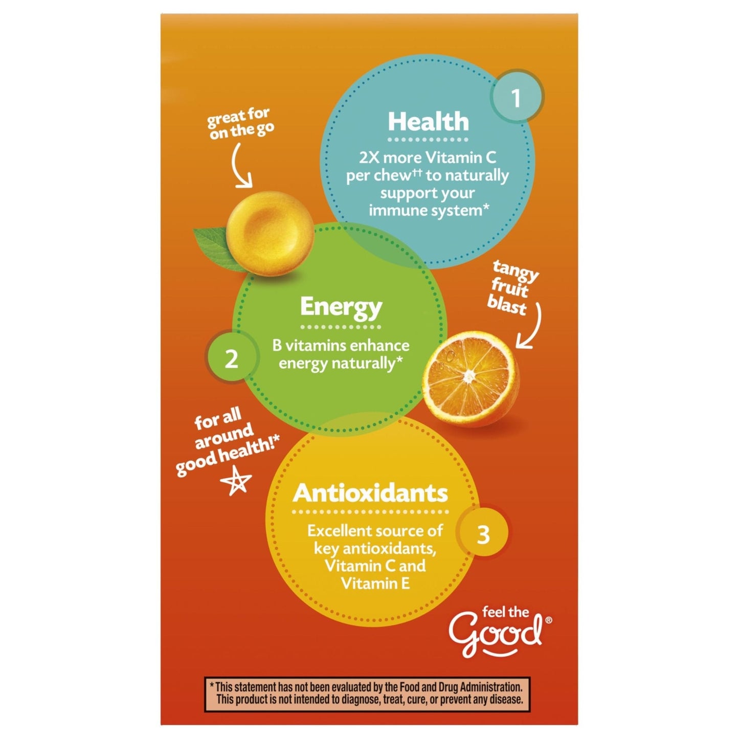 Emergen-C Chewable Vitamin C 1000mg, With B Vitamins And Antioxidants Tablet (40 Count, Orange Blast Flavor), Dietary Supplement - Maple Wellness Supplements