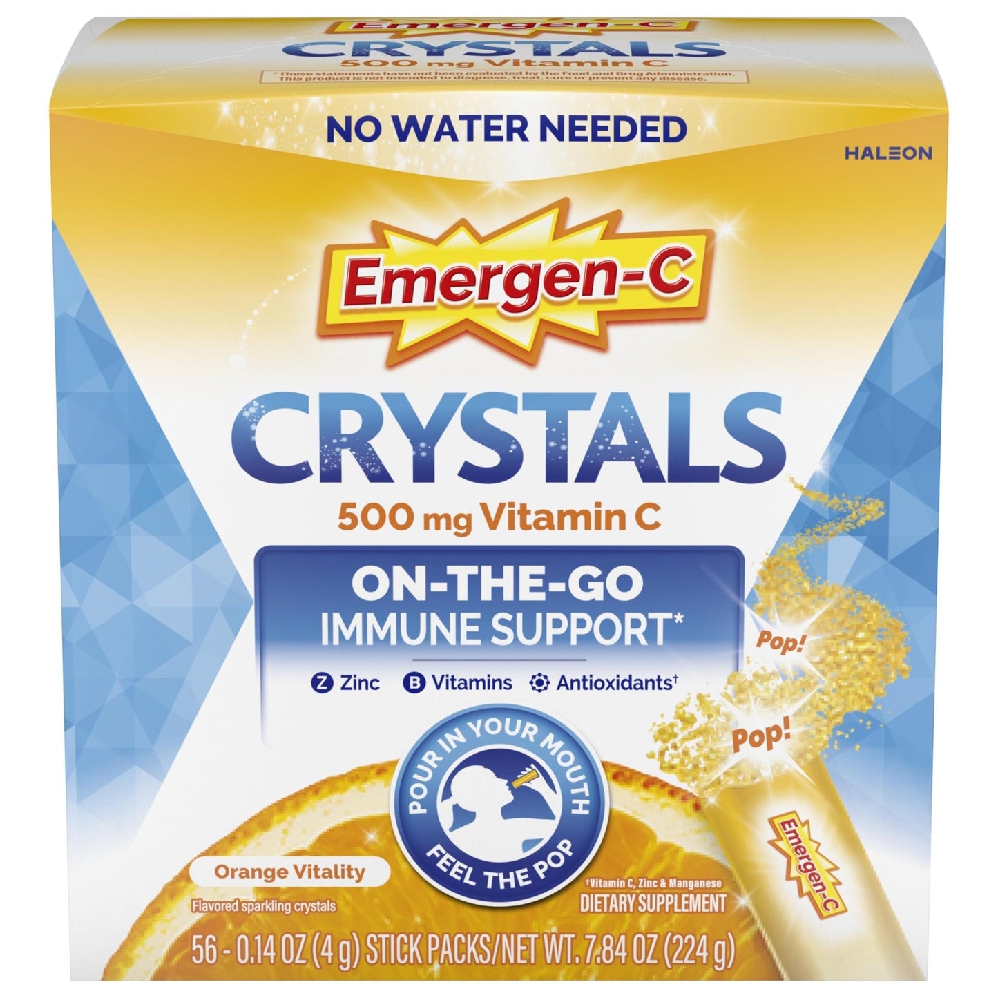 Emergen-C Crystals, On-the-Go Emergen-C Immune Support Supplement with Vitamin C, B Vitamins, Zinc and Manganese - Maple Wellness Supplements