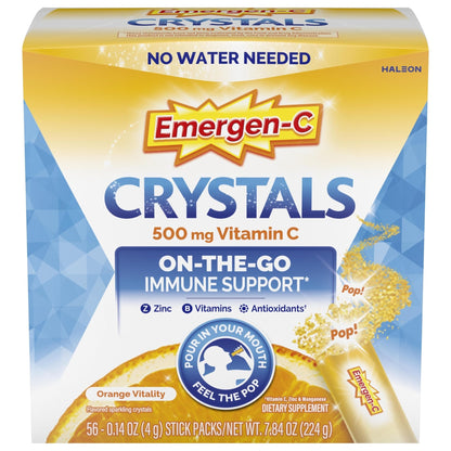 Emergen-C Crystals, On-the-Go Emergen-C Immune Support Supplement with Vitamin C, B Vitamins, Zinc and Manganese - Maple Wellness Supplements