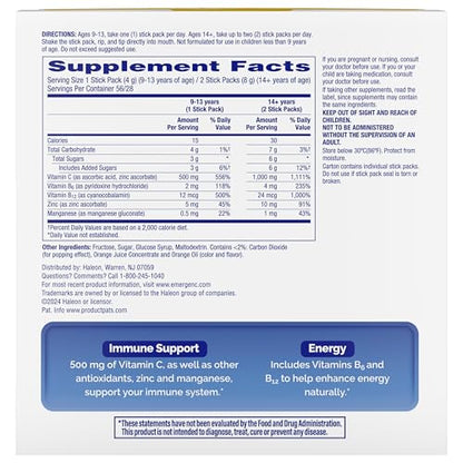 Emergen-C Crystals, On-the-Go Emergen-C Immune Support Supplement with Vitamin C, B Vitamins, Zinc and Manganese - Maple Wellness Supplements