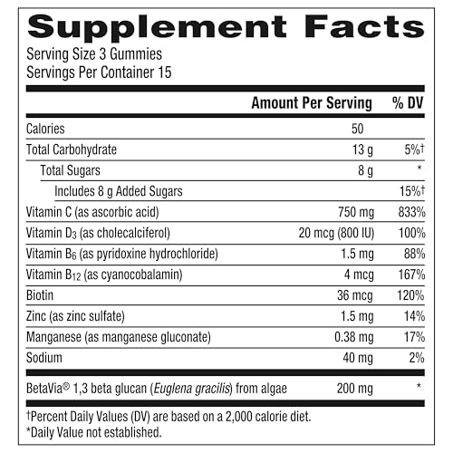 Emergen-C Immune+ Triple Action Immune Support Gummies, BetaVia (R), 1000mg Vitamin C, B Vitamins, Vitamin D and Antioxidants - Maple Wellness Supplements
