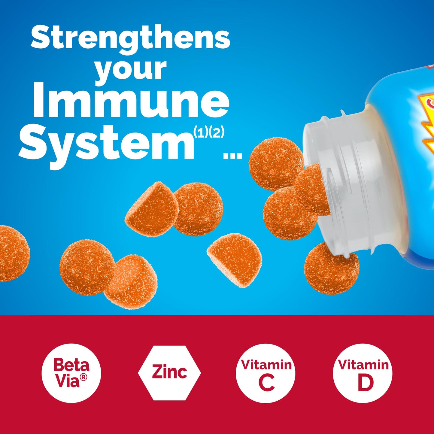 Emergen-C Immune+ Triple Action Immune Support Gummies, BetaVia (R), 1000mg Vitamin C, B Vitamins, Vitamin D and Antioxidants - Maple Wellness Supplements