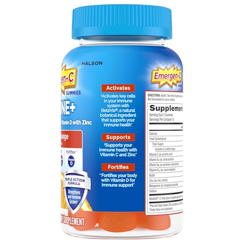 Emergen-C Immune+ Triple Action Immune Support Gummies, BetaVia (R), 1000mg Vitamin C, B Vitamins, Vitamin D and Antioxidants - Maple Wellness Supplements