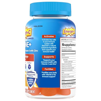 Emergen-C Immune+ Triple Action Immune Support Gummies, BetaVia (R), 1000mg Vitamin C, B Vitamins, Vitamin D and Antioxidants - Maple Wellness Supplements