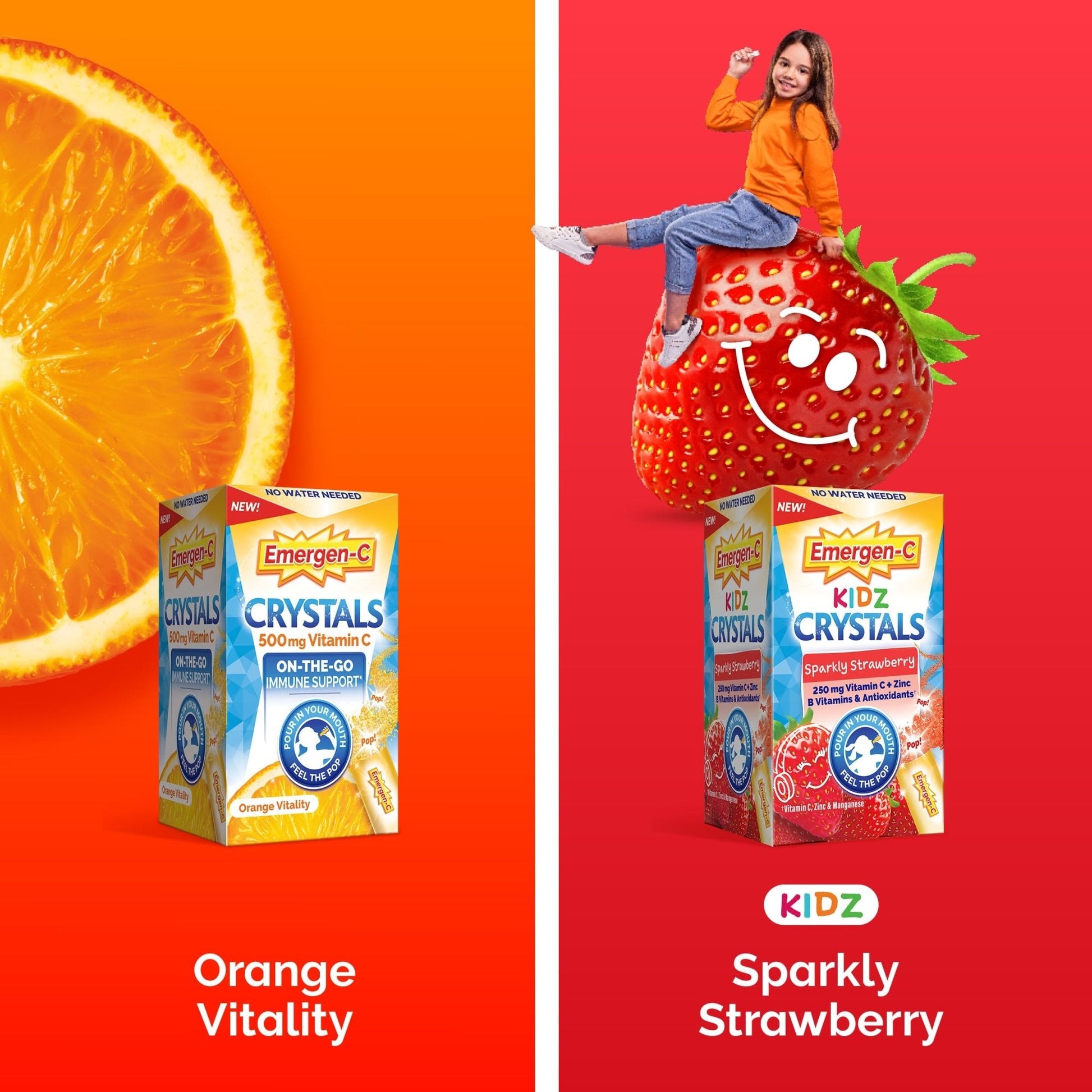 Emergen-C Kidz Crystals, On-the-Go Emergen-C Immune Support Supplement with Vitamin C, B Vitamins, Zinc and Manganese - Maple Wellness Supplements