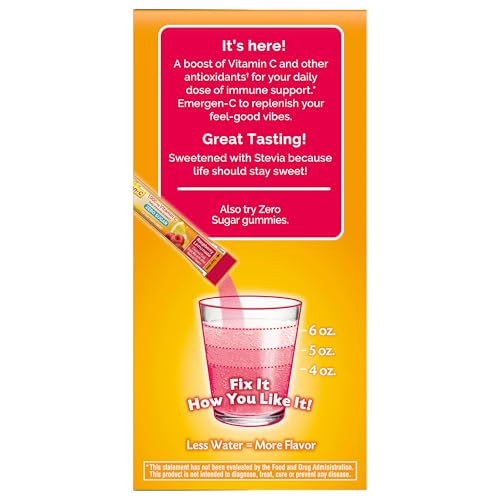 Emergen-C Zero Sugar 1000 mg Vitamin C Powder for Daily Immune Support Caffeine Free Vitamin C Supplements with Zinc and Manganese, B Vitamins and Electrolytes - Maple Wellness Supplements
