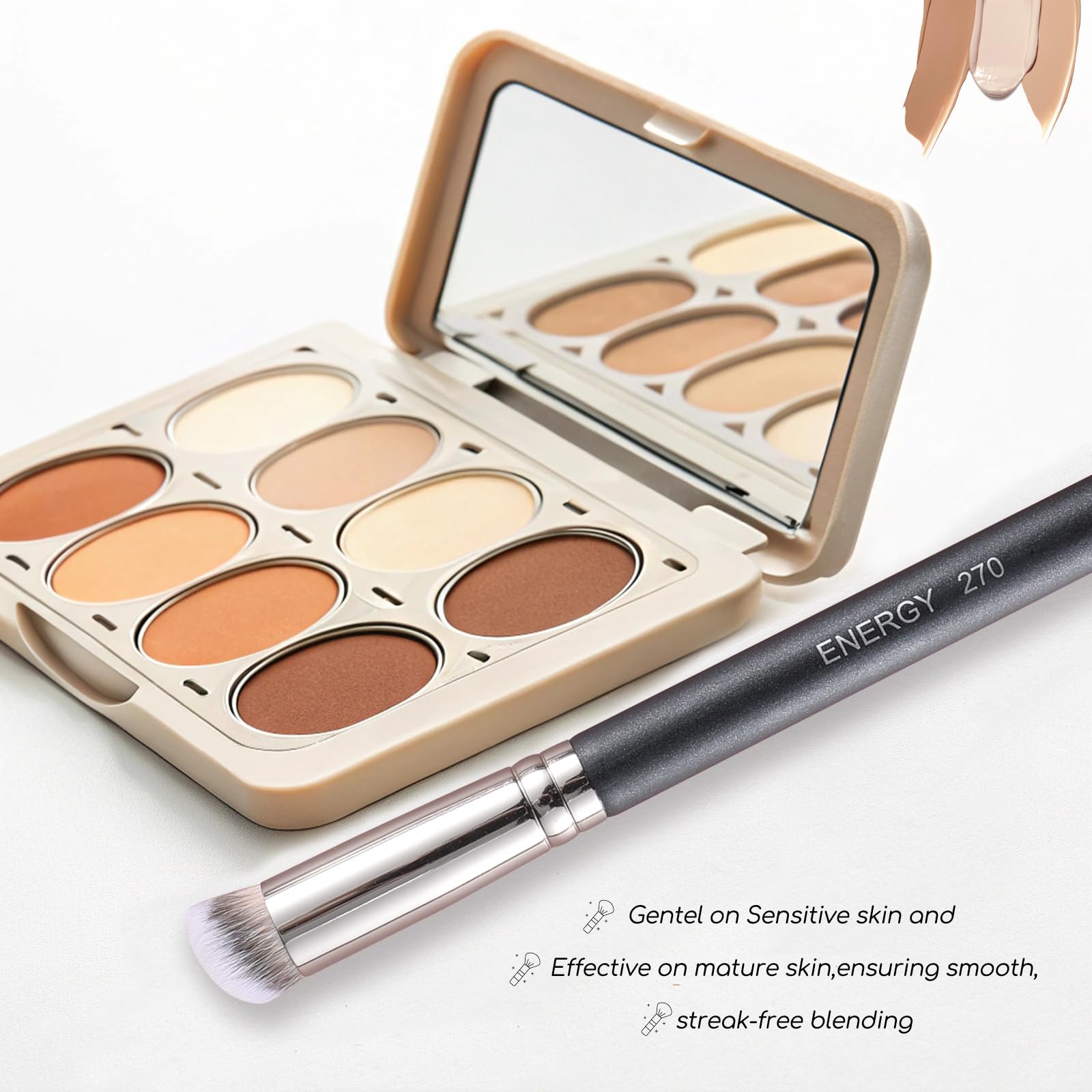 ENERGY Concealer Brush Under Eye Mini Angled Flat Top Kabuki Nose Contour Brush for Concealing Blending Setting Buffing with Powder Liquid Cream Cosmetic Pro Small Makeup Foundation brushes 270 - Maple Wellness Supplements