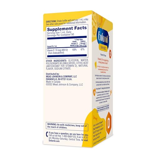 Enfamil Baby Vitamin D-Vi-Sol Liquid Supplement Drops for Infants, Supporting Strong Teeth & Bones in Newborn Babies, Easy-to-Use - Maple Wellness Supplements