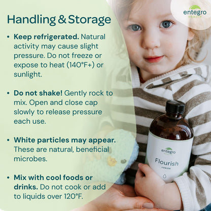 ENTEGRO Flourish Junior Liquid Probiotic & Postbiotic Supplement - Glass | 11 Live Cultures | Gut & Digestive Health for Women, Men & Kids | Organic, Vegan, Allergen Free | USA Made | 16 fl oz - Maple Wellness Supplements