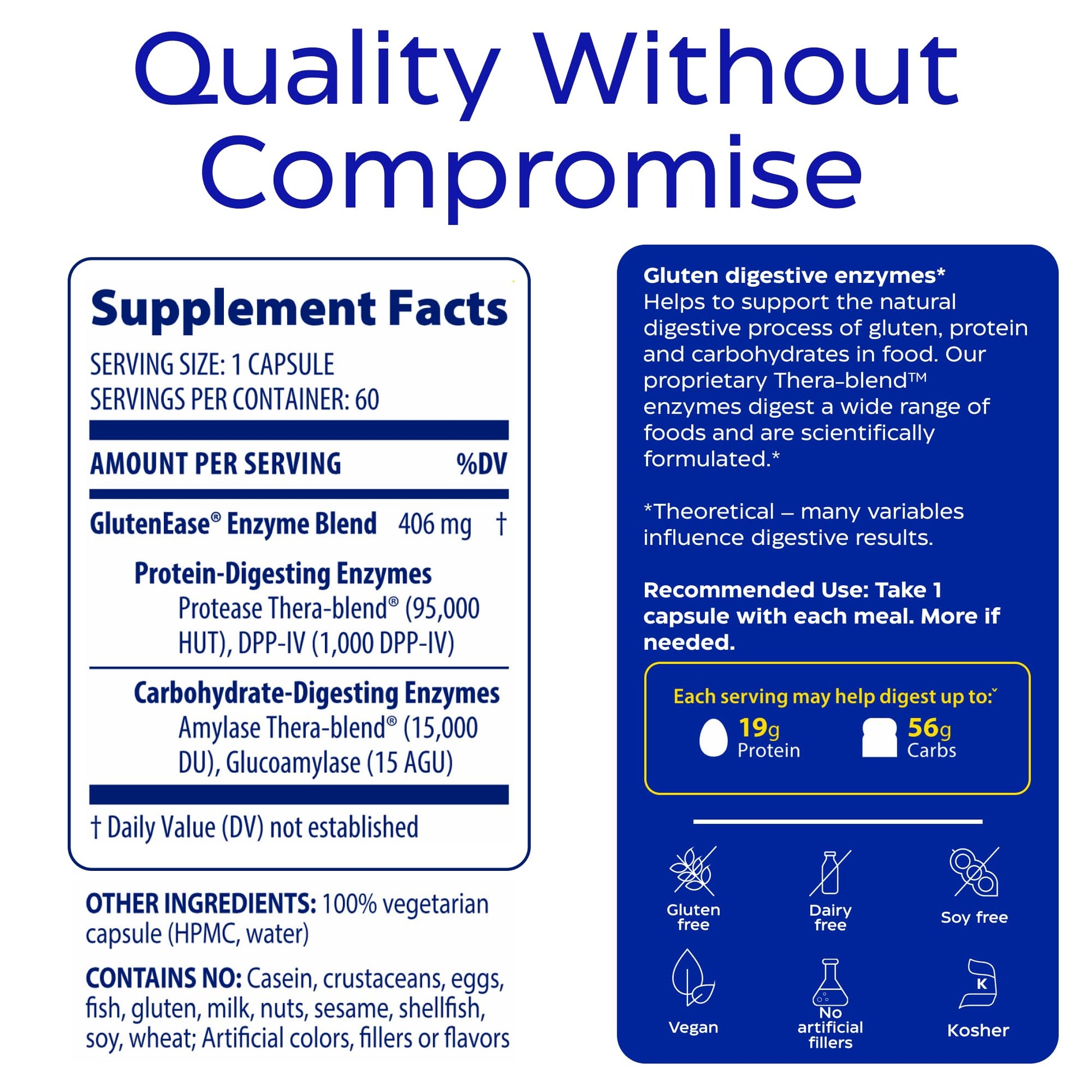 Enzymedica GlutenEase - Digestive Enzyme Supplement for Women & Men, Gluten & Casein Sensitivity Support, Enzymes for Digestion & Gut Health - Maple Wellness Supplements