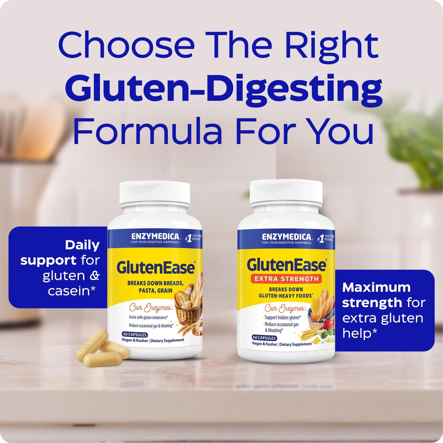 Enzymedica GlutenEase - Digestive Enzyme Supplement for Women & Men, Gluten & Casein Sensitivity Support, Enzymes for Digestion & Gut Health - Maple Wellness Supplements