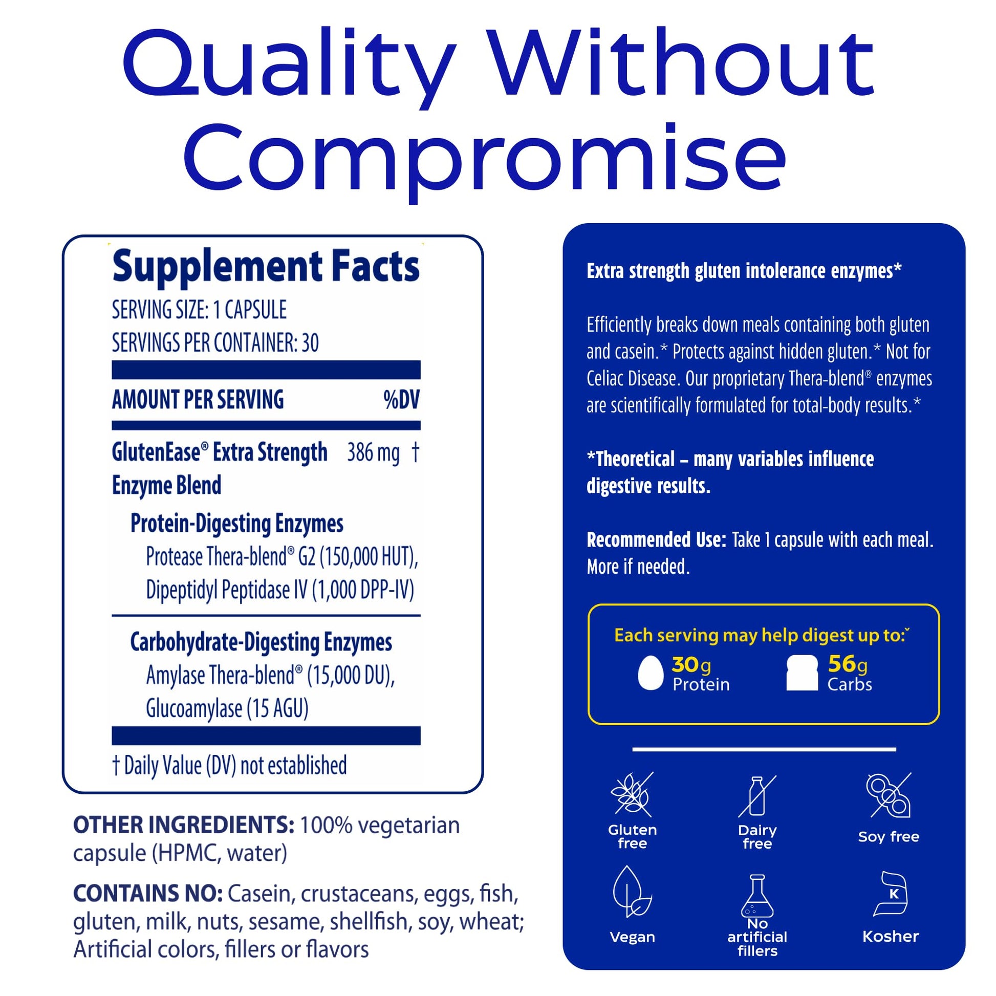 Enzymedica - GlutenEase Extra Strength, Complete Gluten & Casein Formula with Digestive Enzymes + DPP-IV, 30 Capsules - Maple Wellness Supplements