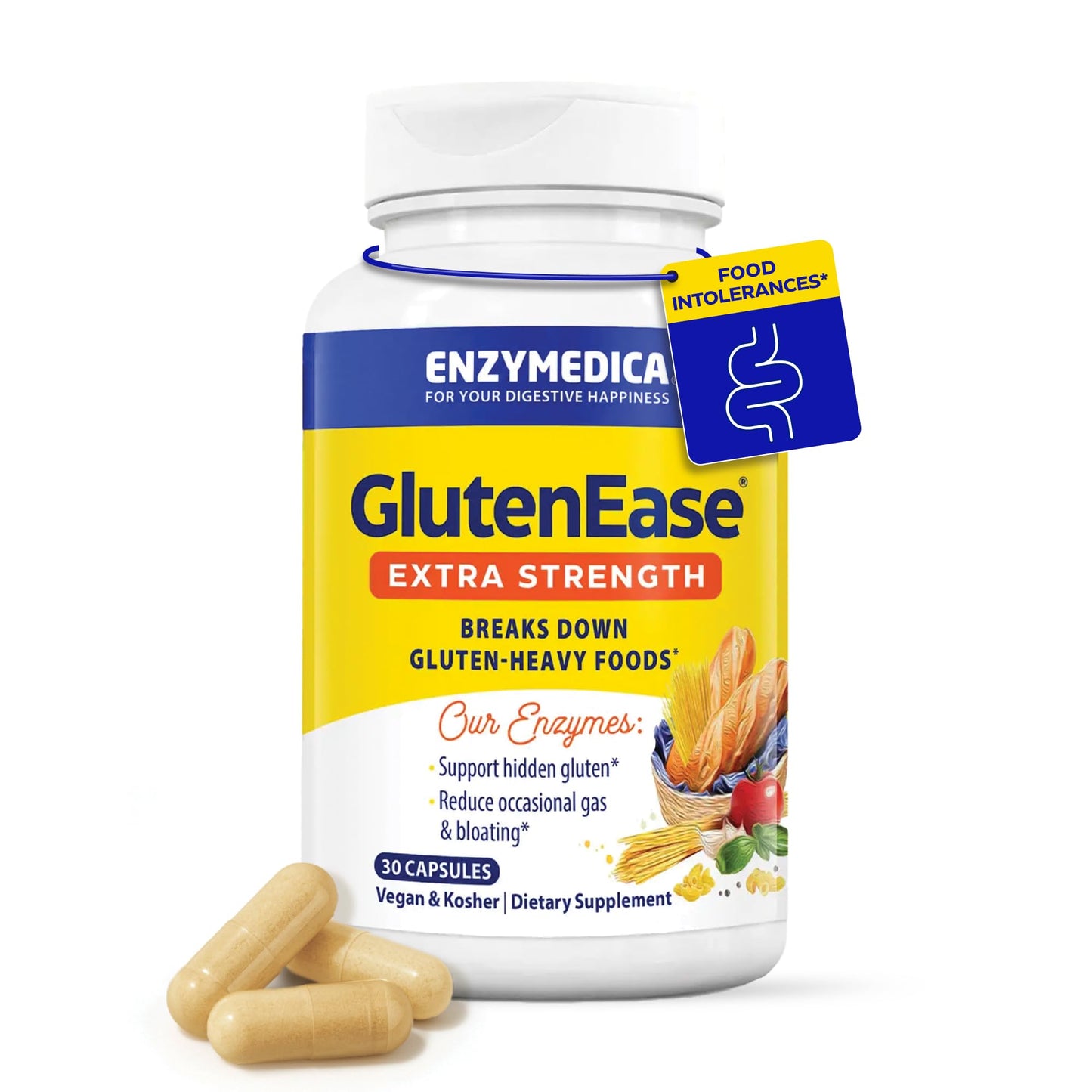 Enzymedica - GlutenEase Extra Strength, Complete Gluten & Casein Formula with Digestive Enzymes + DPP-IV, 30 Capsules - Maple Wellness Supplements