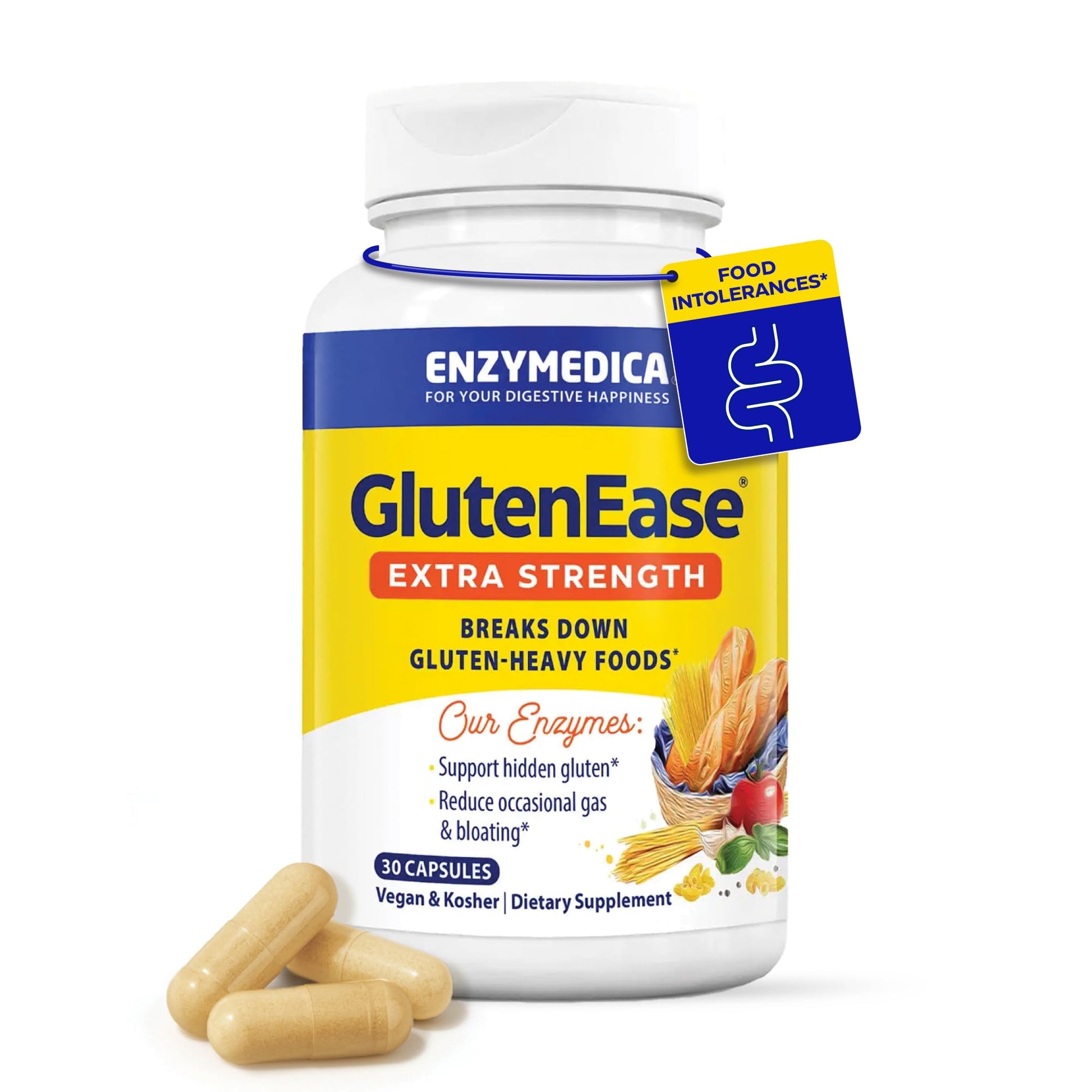 Enzymedica - GlutenEase Extra Strength, Complete Gluten & Casein Formula with Digestive Enzymes + DPP-IV, 30 Capsules - Maple Wellness Supplements