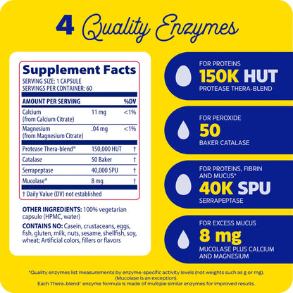 Enzymedica Immune Defense Regular Strength Caps - Proteolytic Enzyme Supplement for Men & Women, Immune Health Support Supplement with Protease, Catalase - Maple Wellness Supplements