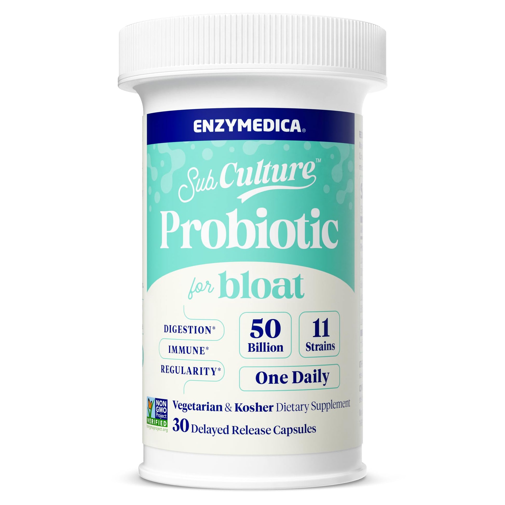 Enzymedica SubCulture Probiotic for Bloat & Digestive Health - Probiotic Supplement Capsules for Women & Men, 50 Billion CFU, Gut Health Support for Adults, - Maple Wellness Supplements