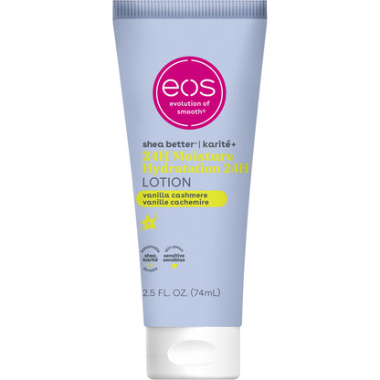 eos 24H Moisture Travel Body Lotion- Vanilla Cashmere, Travel Size Essential, Toiletries, Mini Body Lotion For Dry Skin, 2.5 fl oz - Maple Wellness Supplements