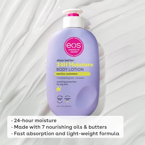 eos Shea Better Body Lotion Vanilla Cashmere, 24-Hour Moisture Skin Care, Lightweight - Maple Wellness Supplements