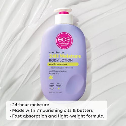 eos Shea Better Body Lotion Vanilla Cashmere, 24-Hour Moisture Skin Care, Lightweight - Maple Wellness Supplements