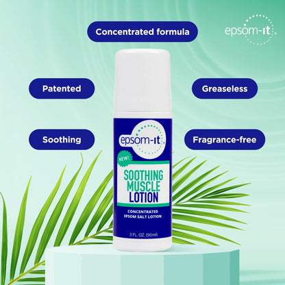 Epsom-It Soothing Muscle Lotion - Roll On Epsom Salt Lotion with Arnica for Muscle Stiffness, Leg, Knees and Feet Discomfort, Topical Magnesium Cream, 3oz - Maple Wellness Supplements