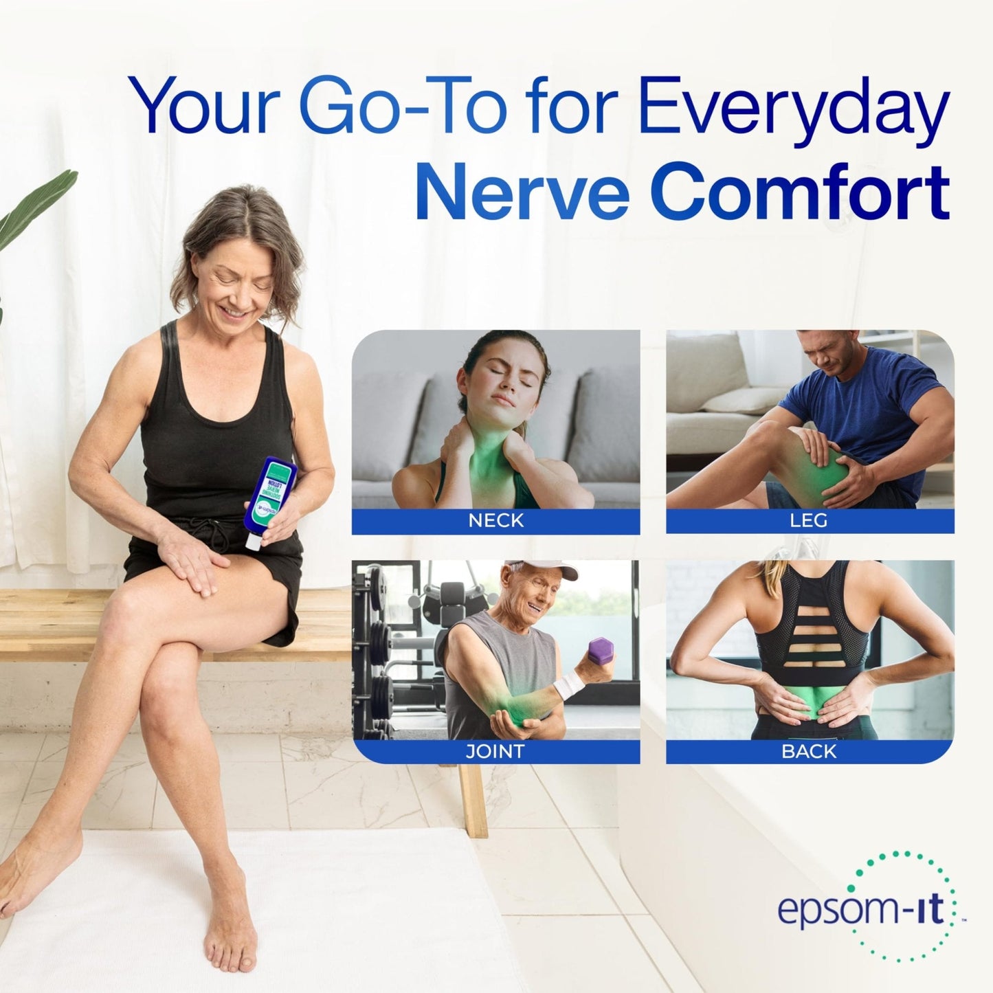 Epsom-It Soothing Nerve Lotion - Epsom Salt Magnesium Lotion, Topical Magnesium Cream with Capsaicin & Arnica to Provide Comfort for Legs, Knee and Feet, 8.0 oz., 2-Pack - Maple Wellness Supplements