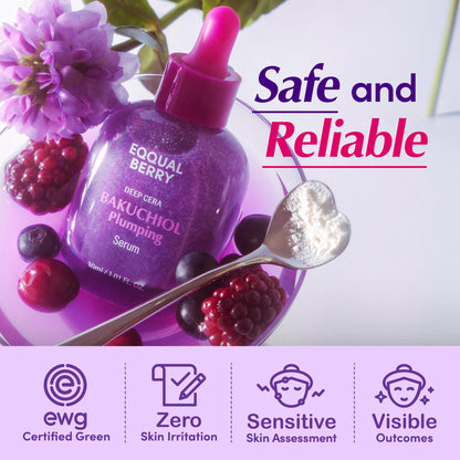 EQQUALBERRY Bakuchiol Plumping Face Serum - Retinol Natural Alternative for Sensitive Skin, with Niacinamide & Hyaluronic Acid - Maple Wellness Supplements