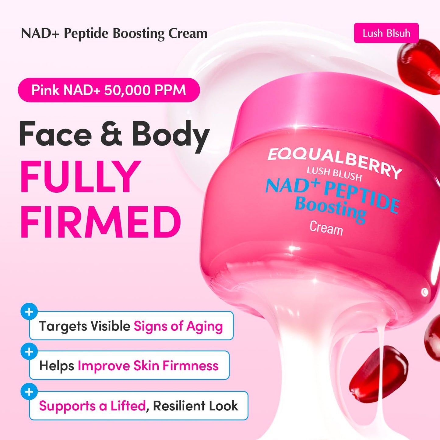 EQQUALBERRY NAD+ Peptide Boosting Cream – NAD+ 5% & 13 Peptides Anti-Aging Face & Body Cream - Maple Wellness Supplements