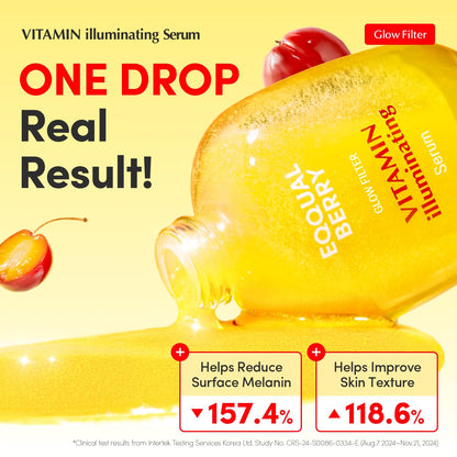 EQQUALBERRY Vitamin Illuminating Serum | Niacinamide 4% + Brightening Vitamin C Face - Maple Wellness Supplements