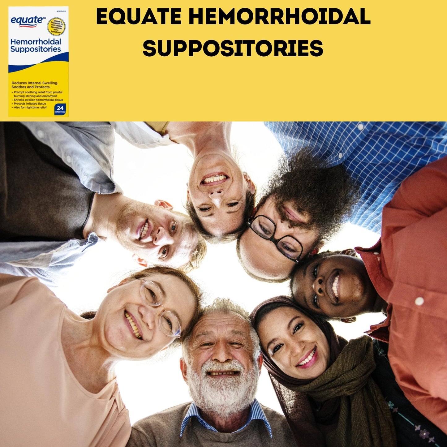 Equate Hemorrhoidal Suppositories 24 Ct Pack of 01 24 Total + me Gusta Sticker - Maple Wellness Supplements